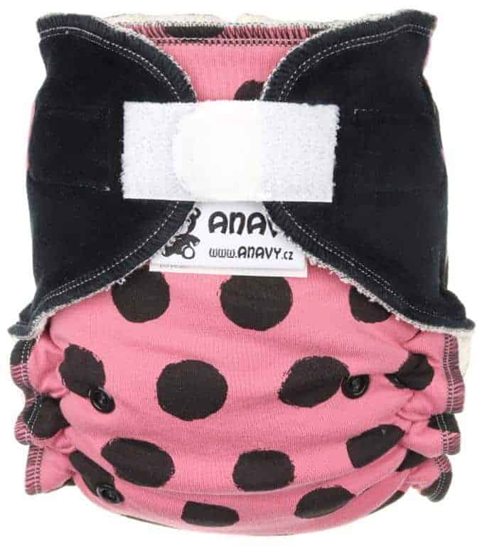 Anavy Newborn Höschenwindel Nachtwindel 2-6 kg Klett Rosa Schwarze Punkte