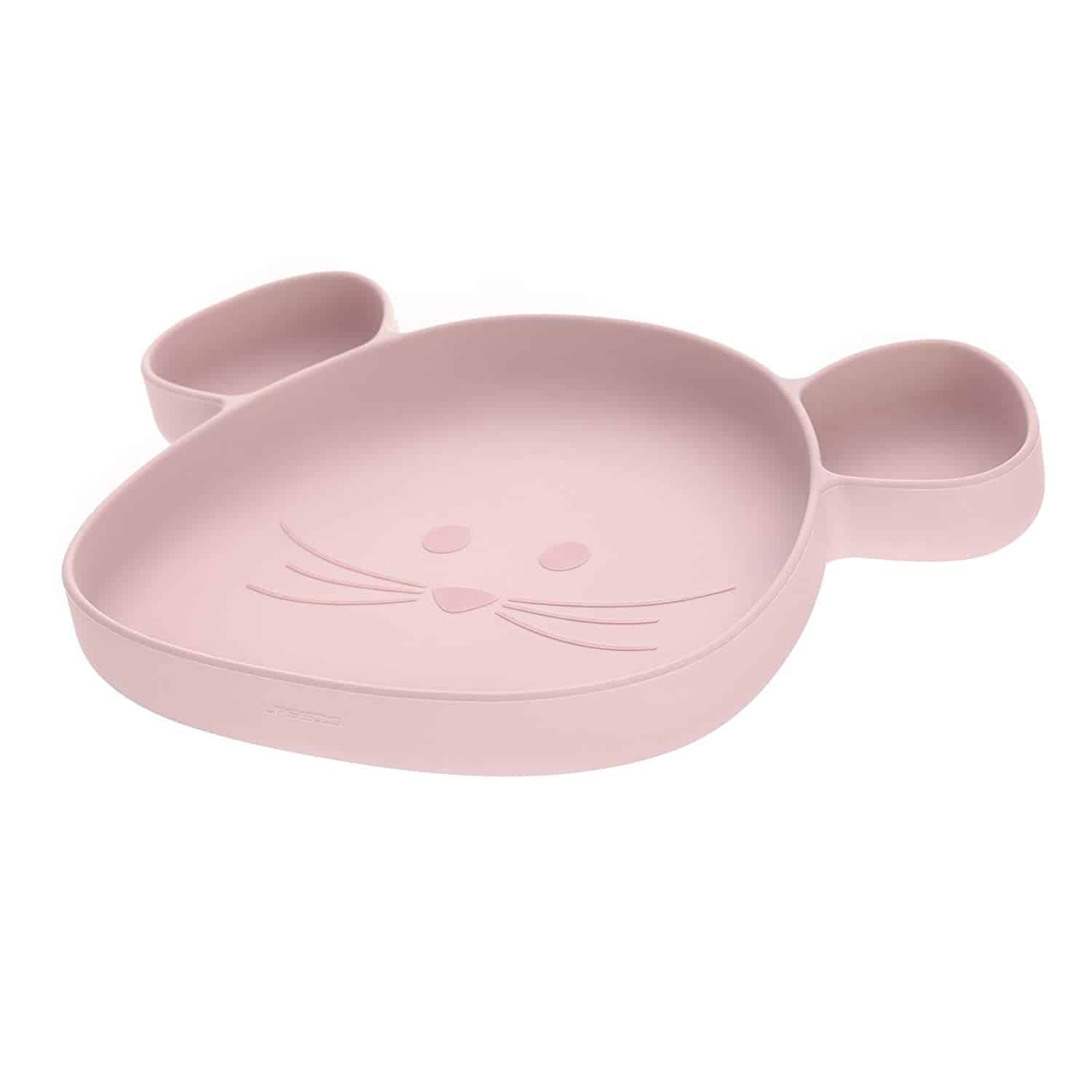 LÄSSIG Silikon Kinderteller mit Saugnapf Little Chums Mouse 11,5 x 11,5 x 5,5 cm Rosa