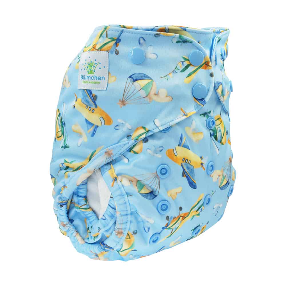 Blümchen Überhose Druckknöpfe OneSize ab 4 kg perfekt für Stoffwindeln Flugzeuge