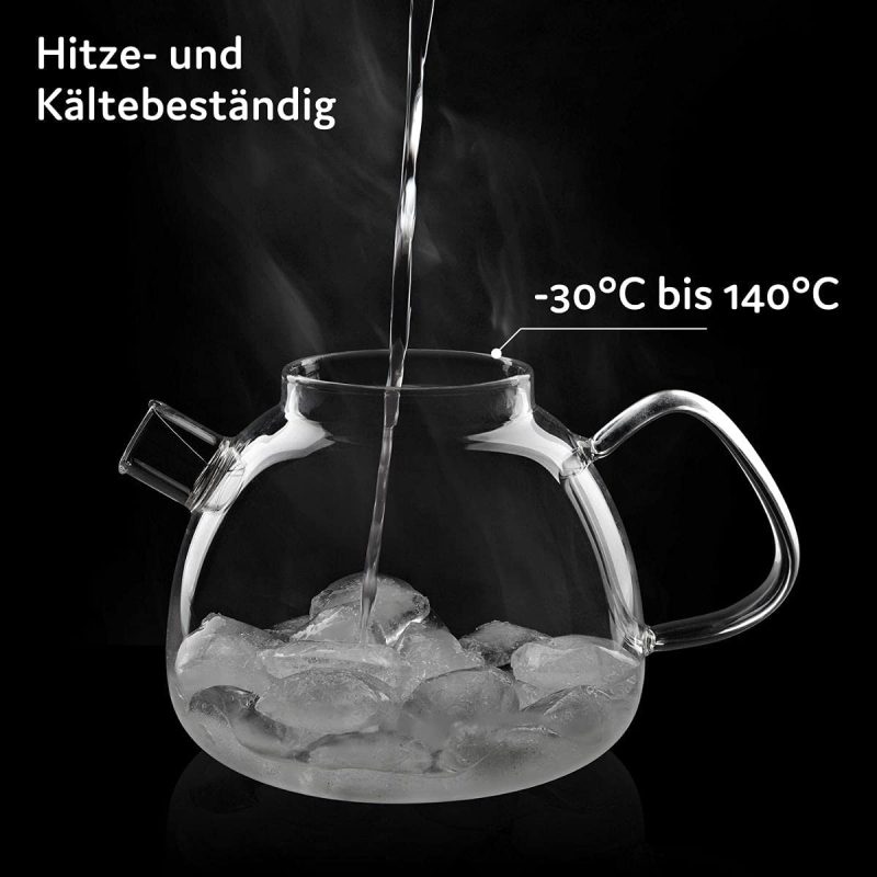 buntfink Teekanne mit Siebeinsatz fuer 1.300 ml aus Borosilikatglas Detail3