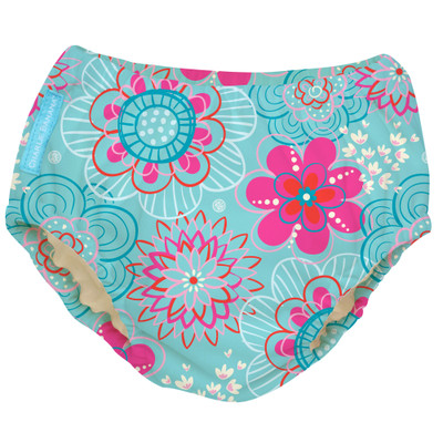 Charlie Banana Schwimmwindel 2-in-1 und Windelfrei Trainingshose Medium 6,5 - 9 kg Blümchen