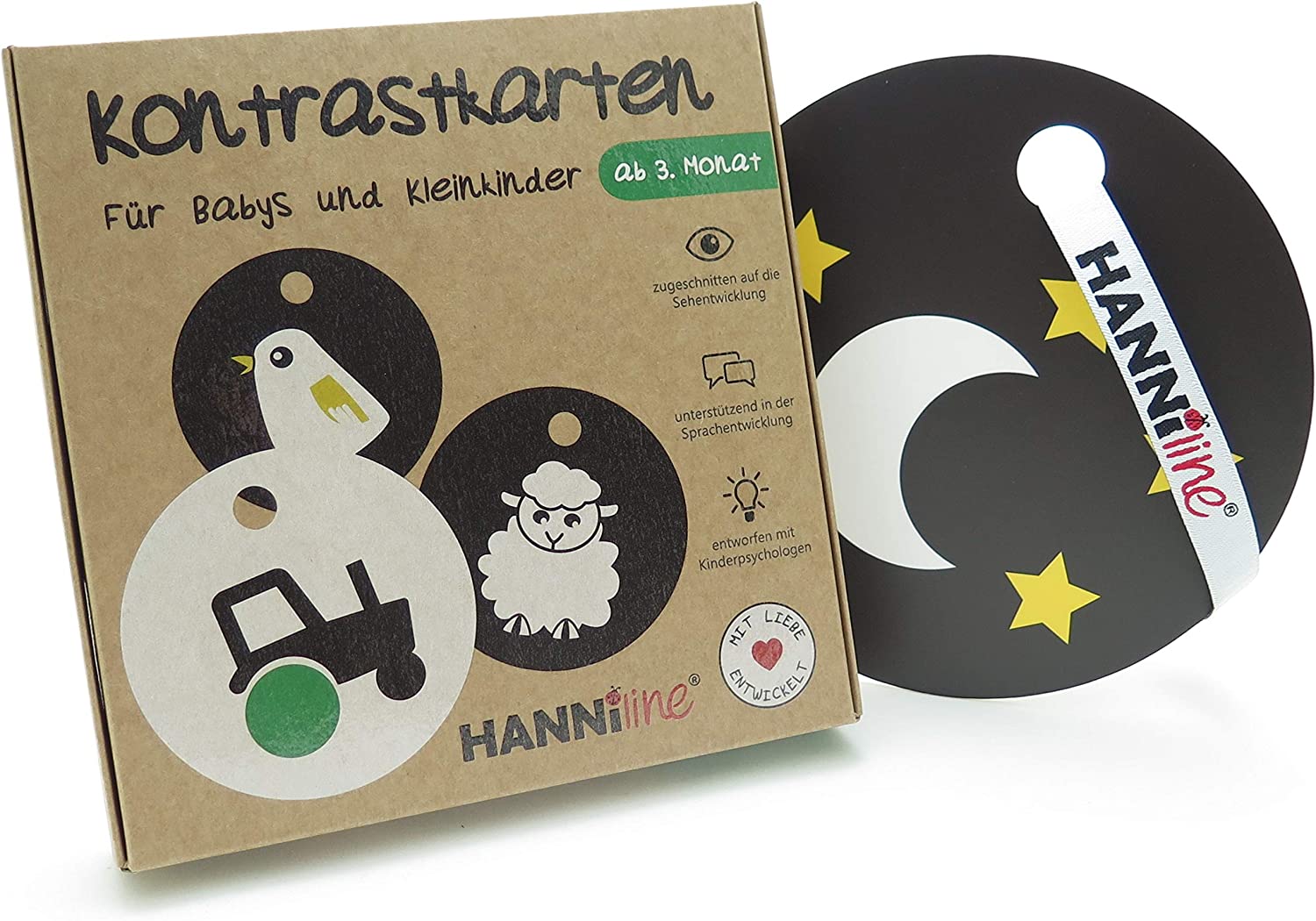 HANNIline Kontrastkarten für Babys ab dem 1. Monat 20 Motive Ab dem 6. Lebensmonat