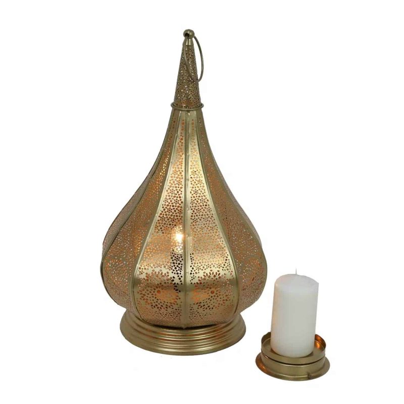 Orientalische Lampe Monza Gold als Windlicht