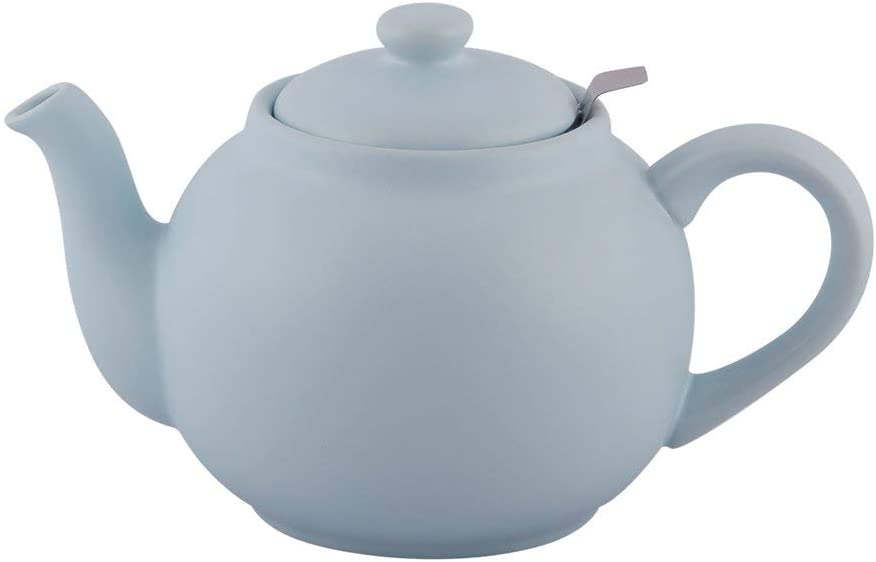 Plint Teekanne aus Steingut mit Edelstahl Sieb 1,5 Liter Retro im Landhausstil Blau