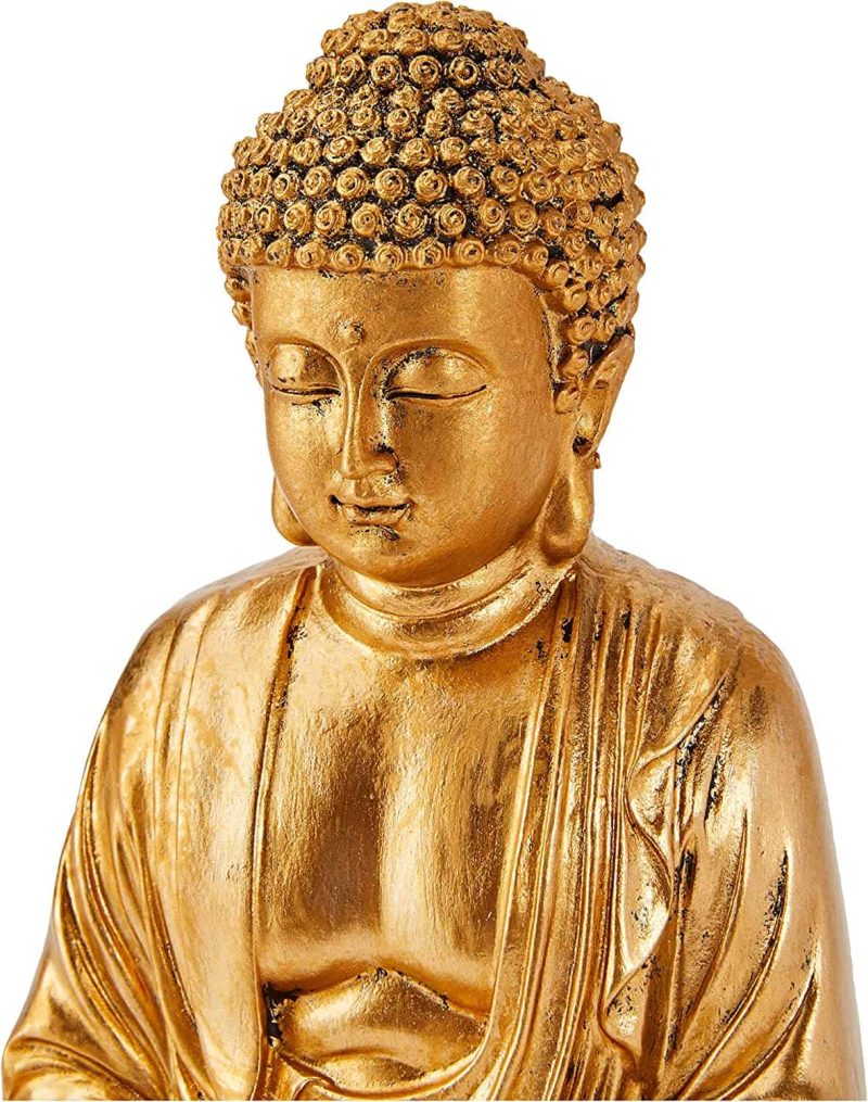 Zen'Light Buddha-Statue aus goldfarbenem Kunstharz