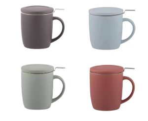Plint Teetasse mit Sieb und Deckel Steingut Bundle 2 Tassen Becher zum Vorteilspreis
