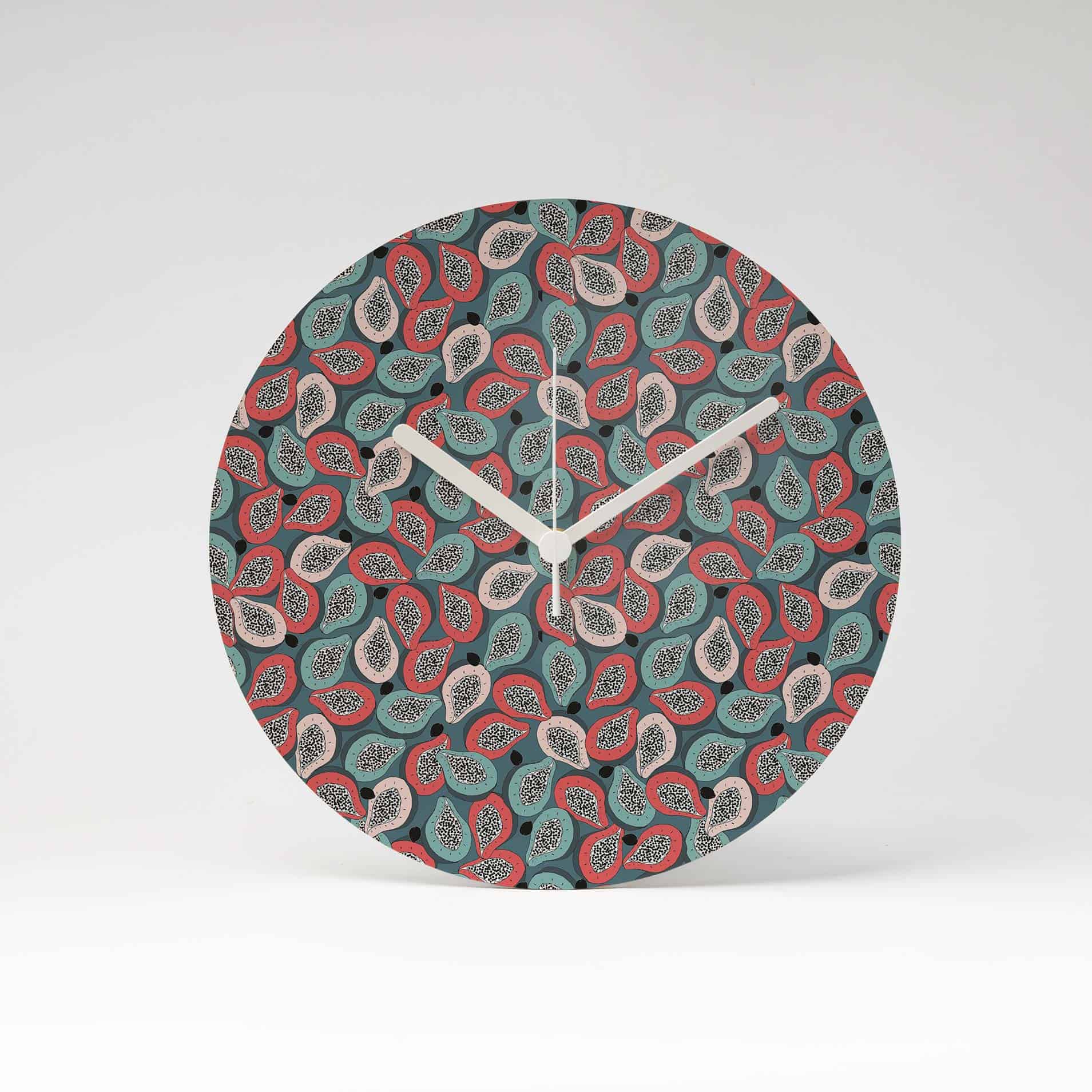 Wanduhr Vintage Wiladu 26cm Durchmesser auf MDF Platte Papaya