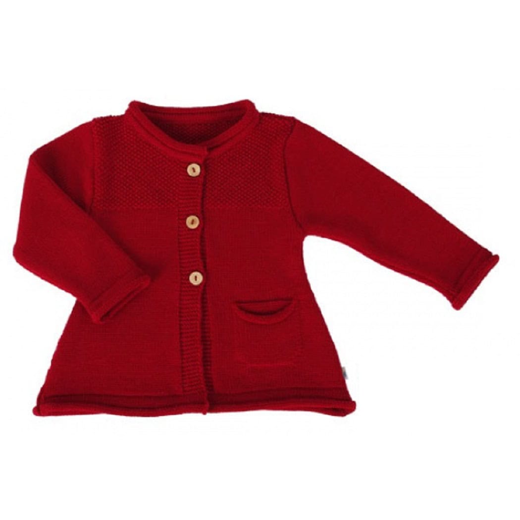 Baby Cardigan von Popolini Iobio Merino Wolle Sweater Sweatshirt gestrickt 74/80 Rot