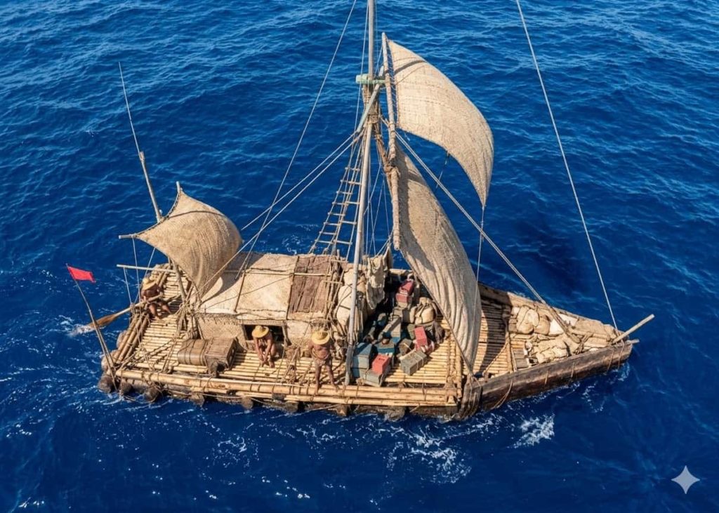 Route der Kon-Tiki Expedition von Peru nach Polynesien zur Besiedlungstheorie
